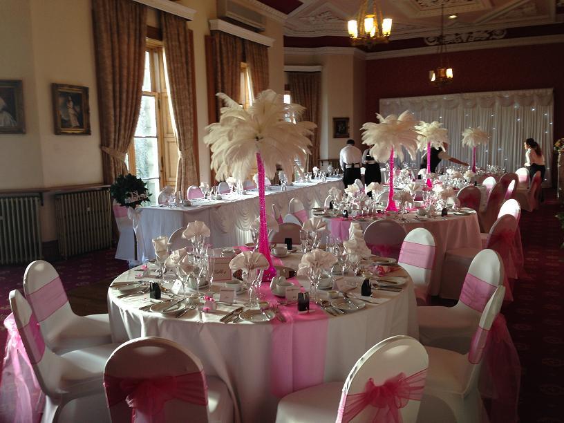 Ostrich Feather Centrepiece for weddings - Haigh hall, Wigan, Cheshire