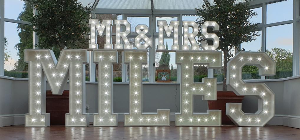 Mr & Mrs Surname in LED Letters Chester