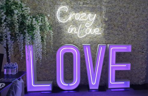 Purple Violet Neon Love Letters Wedding