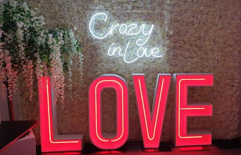 Red Neon Love Letters Wedding