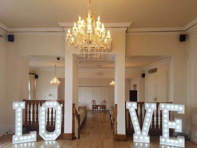 4ft Illuminated LOVE Letters for weddings - West Tower Hotel