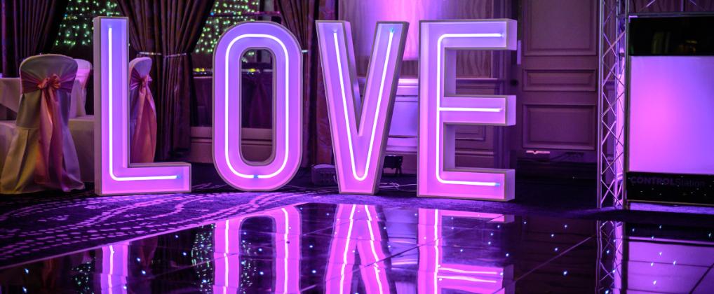 Pink Purple Neon Love Grosvenor Pulford Chester