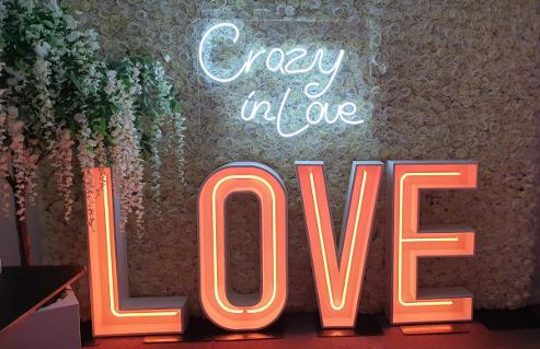 Orange Amber Neon Love Letters Wedding