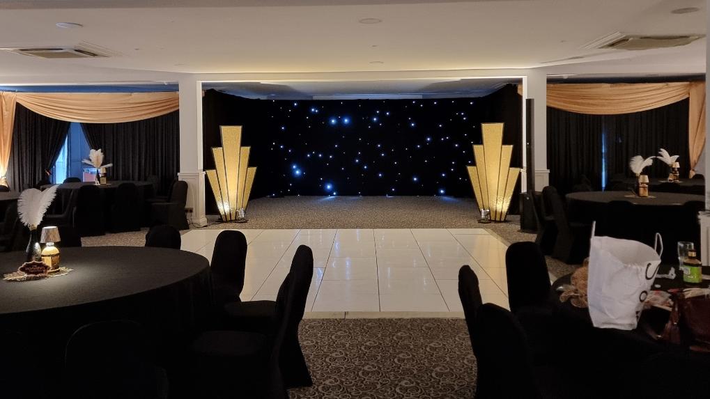 Gatsby 1920s Room Dressing Draping Black White & Gold