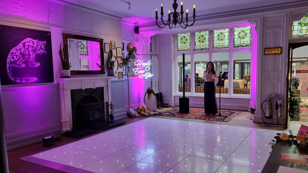 Chester Zoo Wedding Dancefloor Lighting Penguin Mirror Balls