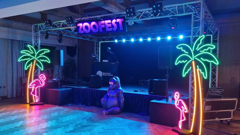 Chester Zoo Stage, Lighting, Neon Set Design & Event Production
