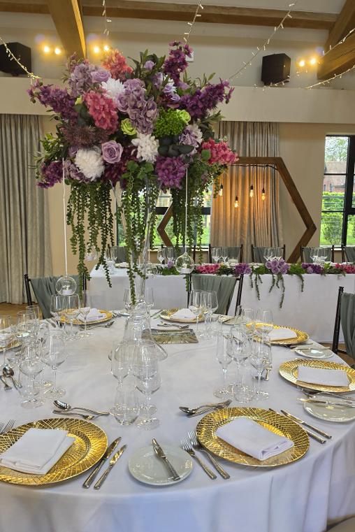 Chester Zoo Wedding Florals Colourful Vase Hexagon Lighting
