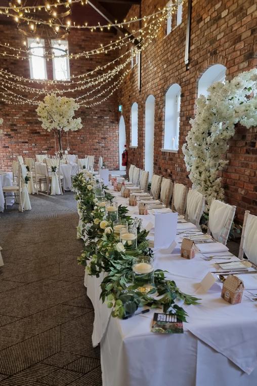 Hilton Chester Wedding Breakfast Top Table Fairy Lights