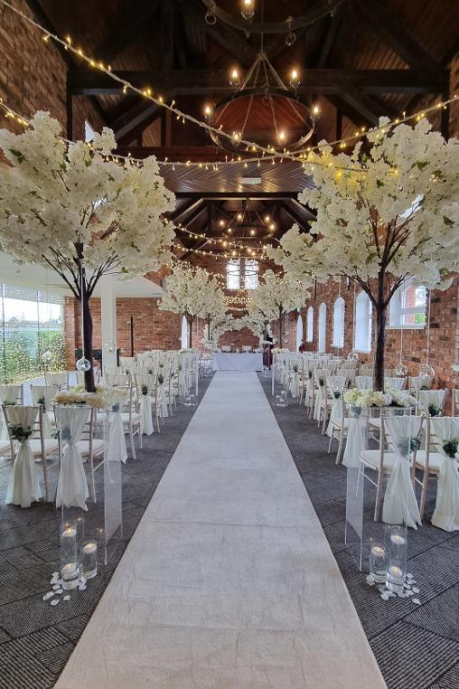 DoubleTree Chester Abbey Suite Wedding Ceremony Trees Blossom Ivory
