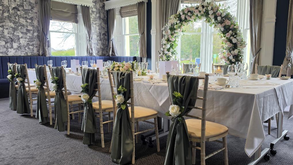 Double Tree Chester Mottershead Suite Wedding Breakfast Styling
