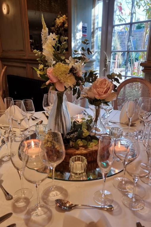 Wedding Flowers Rustic Log Base & Candles