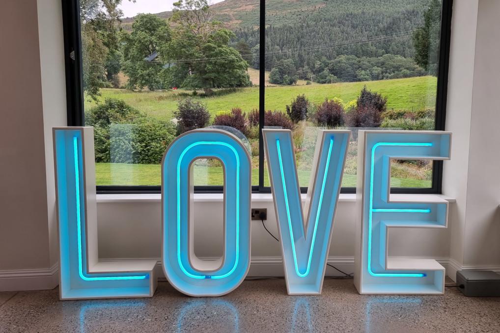 NEON Love Letters Tyn Dwr North Wales